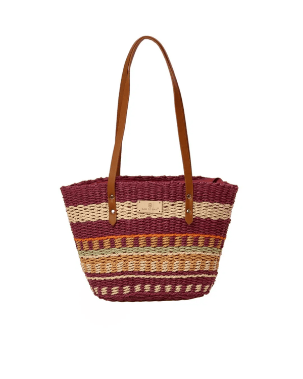 Straw Braided Stripe Tote Bag