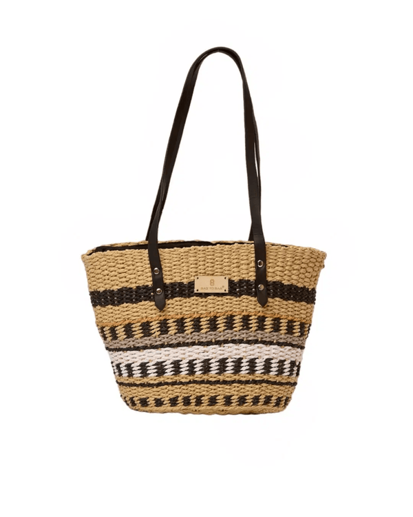 Straw Braided Stripe Tote Bag