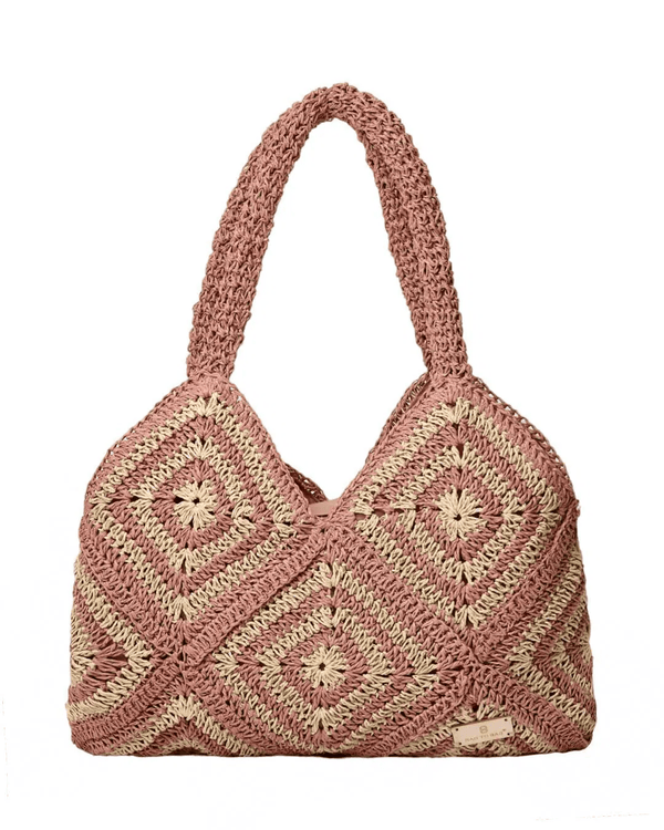 V Cut Straw Shoulder Handbag