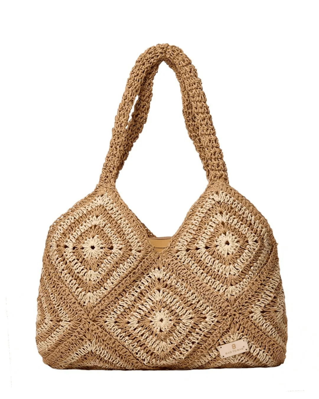 V Cut Straw Shoulder Handbag