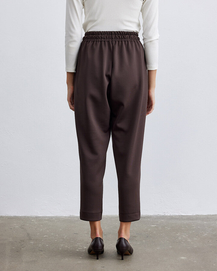 Bitter Brown Scuba Elastic Pocket Carrot Cut Trousers