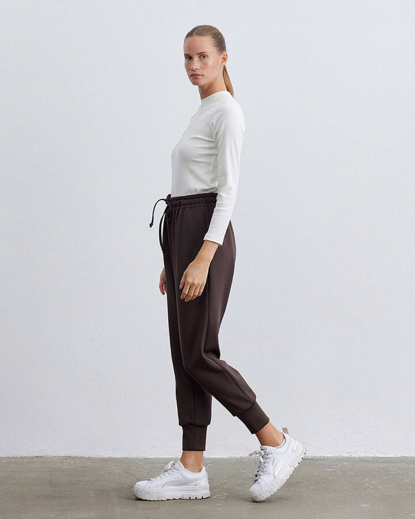 Bitter Brown Scuba Elastic Pocket Jogger Trousers