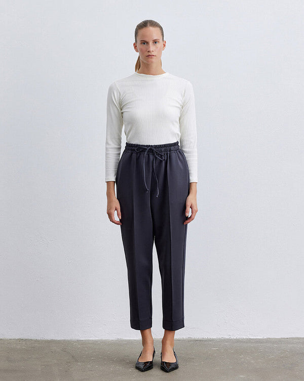 Anthracite Scuba Elastic Pocket Carrot Cut Trousers