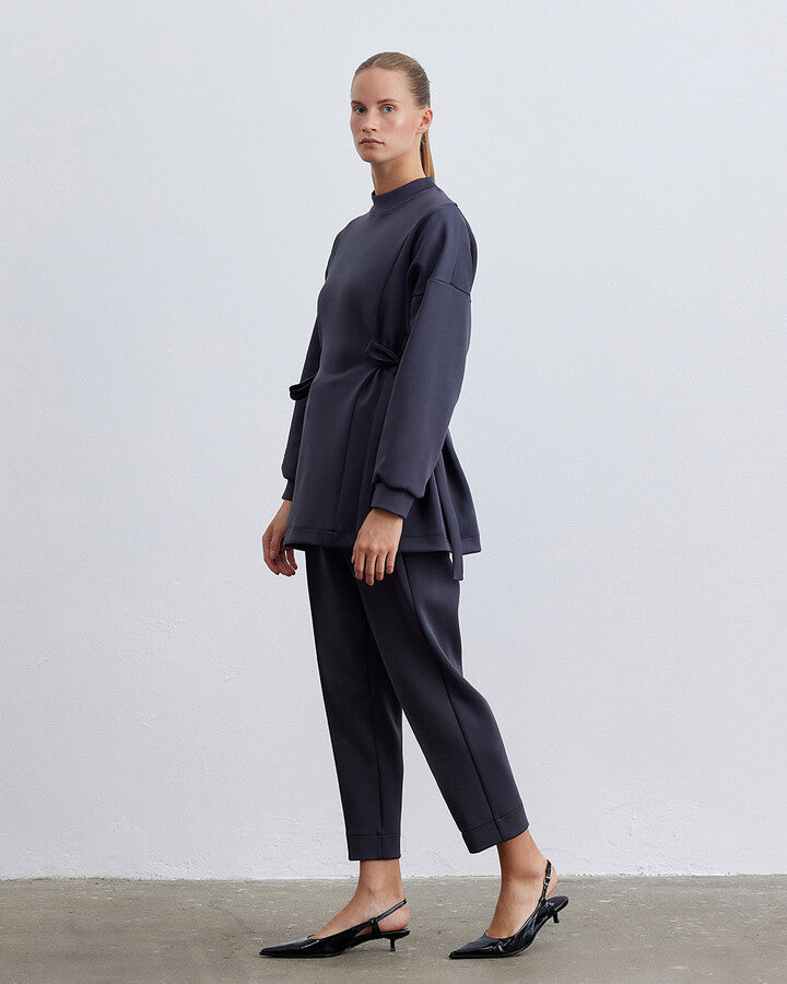 Anthracite Scuba Side Tie Belt Tunic