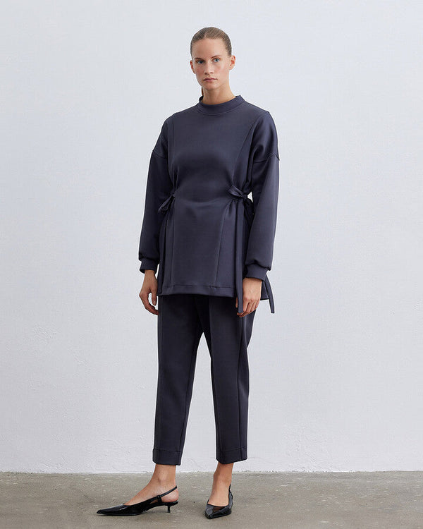 Anthracite Scuba Side Tie Belt Tunic