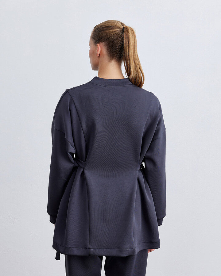 Anthracite Scuba Side Tie Belt Tunic