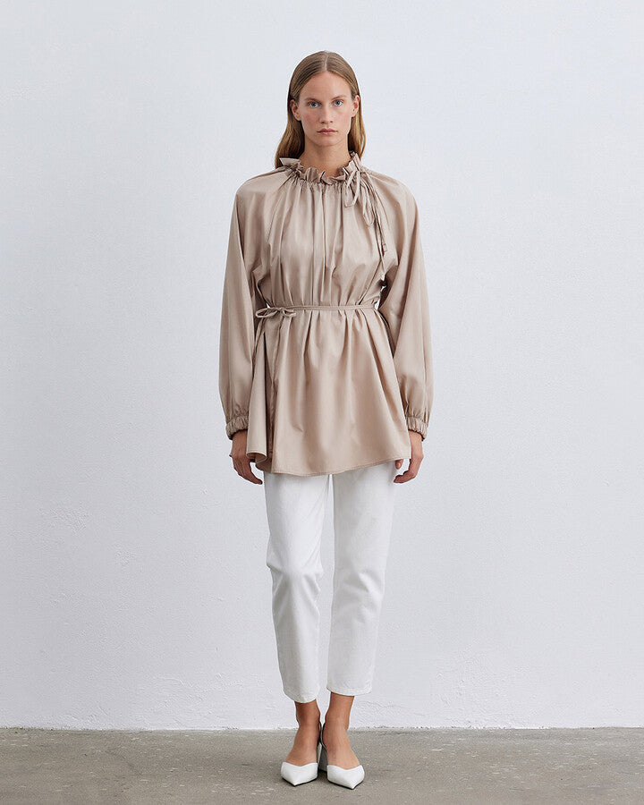 Beige Balloon Flounce Tunic