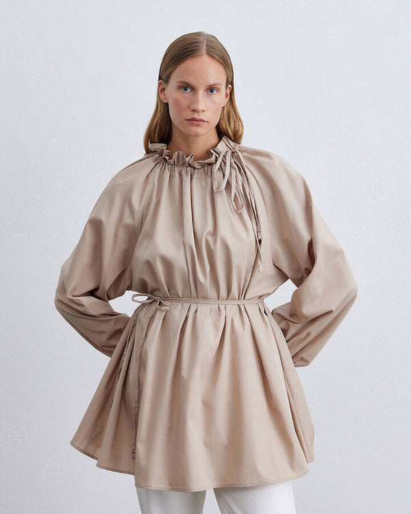 Beige Balloon Flounce Tunic