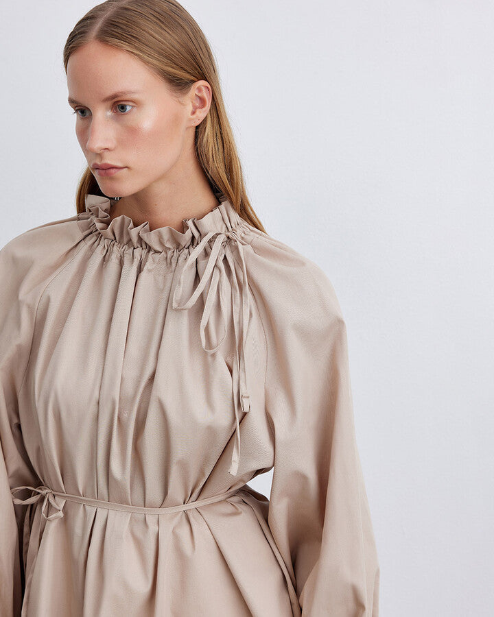 Beige Balloon Flounce Tunic