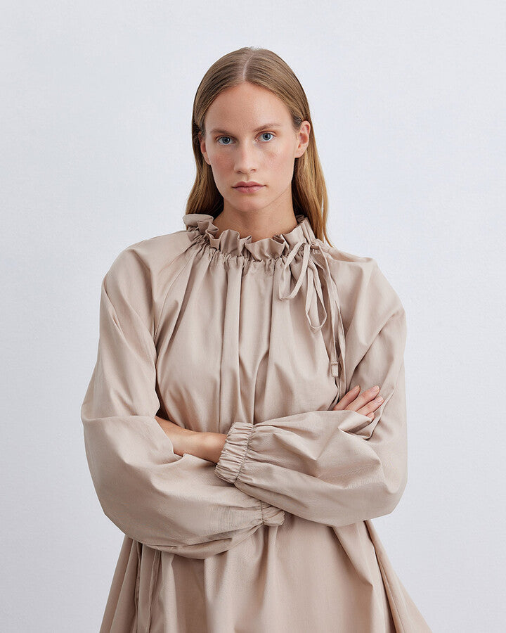 Beige Balloon Flounce Tunic