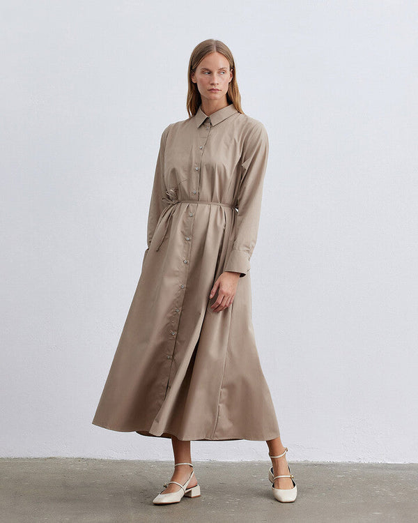 Beige Buttoned Shirt Dress