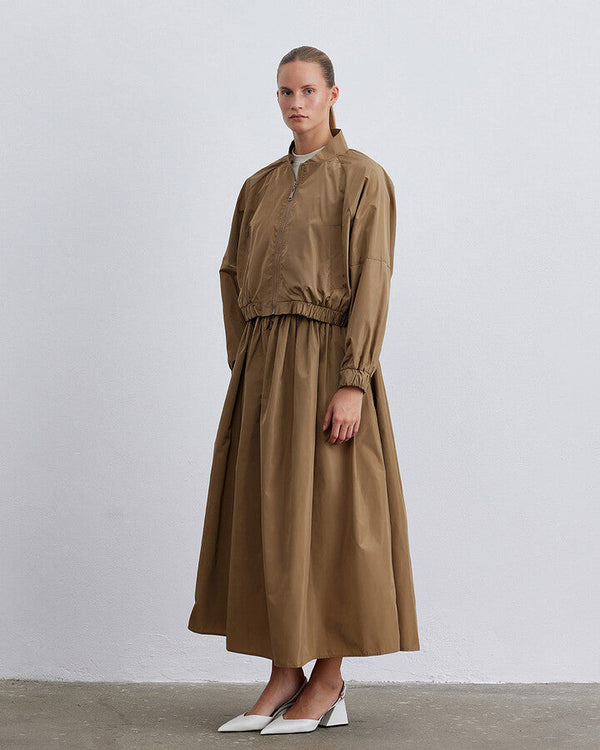 Camel Zipper Pocket Bomber Jacket
