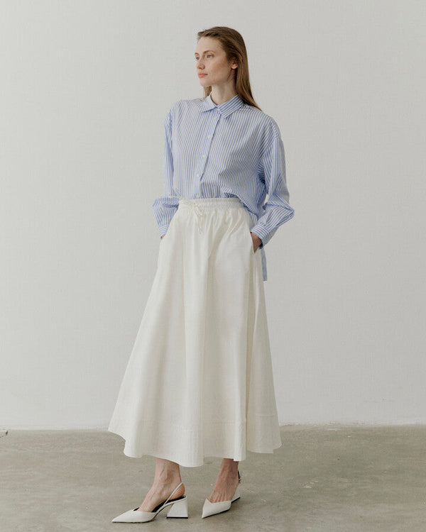 Ecru Rib Detailed Pocket Font Skirt