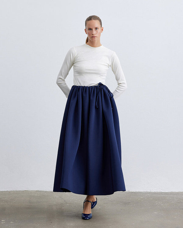 Navy Blue Puffy Balloon Skirt