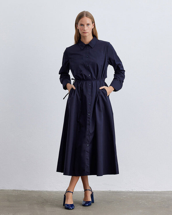 Navy Blue Buttoned Shirt Dress