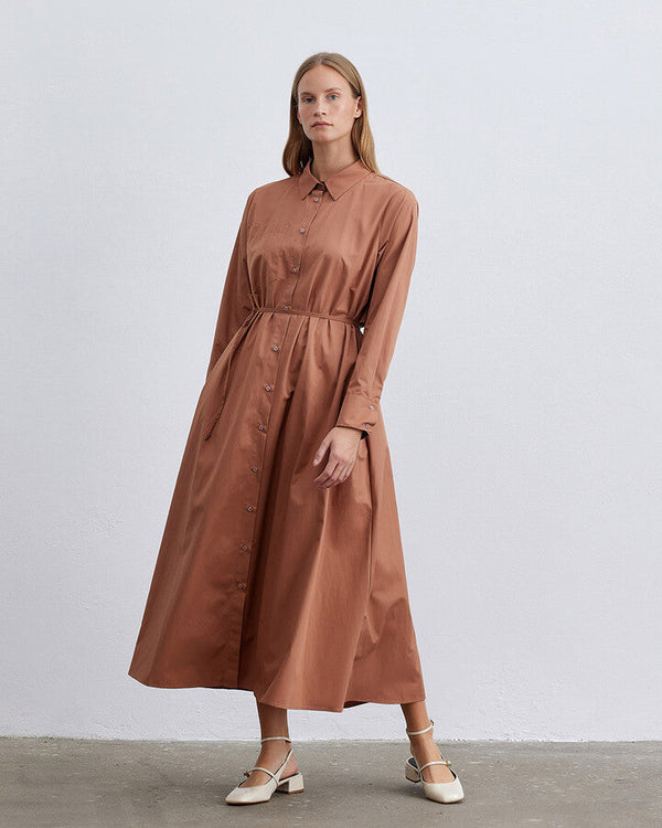 Salmon Buttoned Shirt Dress